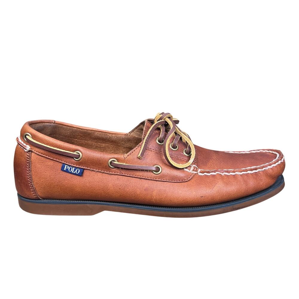 Polo Ralph Lauren Men’s Brown Leather Boat Shoes Size US 9.5